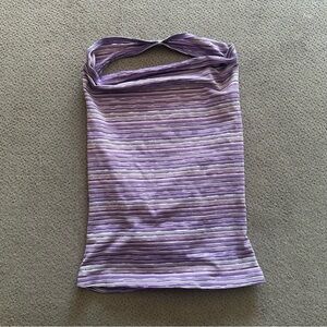 Y2K Stretchy Purple Striped Women's Top S/M